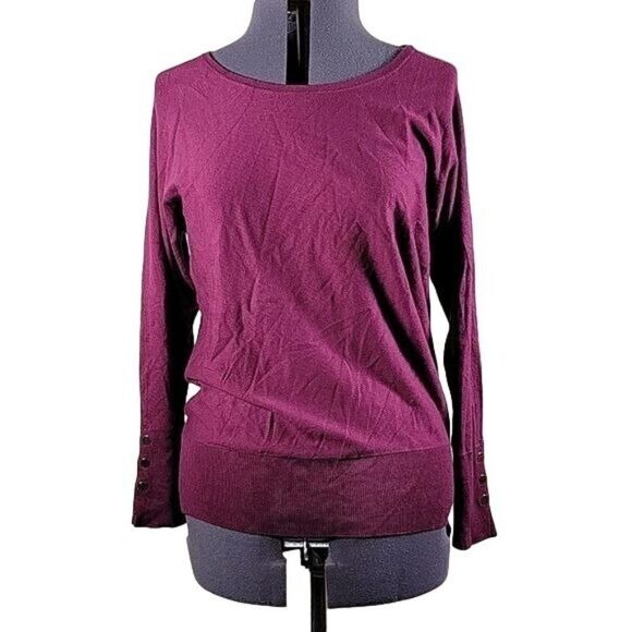 JM Collection Studded Dolman-Sleeve Knit Top Sz L - Picture 1 of 12